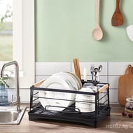 Utensils Steel Wood Kitchen Dish Rack Beech Wood Storage Dish Rack Detachable Factory Outlet Drainin