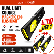 WARSUN T7 Pro Buy 1 Get 1 Free Ultra Slim EDC Flashlight USB-C Rechargeable Magnetic LED Torch WARSU