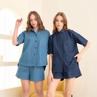 BIRUCHU DAISY DENIM SHIRT & SHORTS ชุดเซ็ท เสื้อยีนส์ กางเกงยีนส์ ขาสั้น