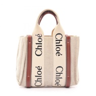 [Used] Chloe Chloe Small Tote Bag, Beige/ Braun Canvas Leather, Women's, Used B