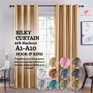 #1 Siap Jahit Langsir RAYA Kain Tebal Hook/Ring Langsir Tingkap / Sliding Door Silky Curtain