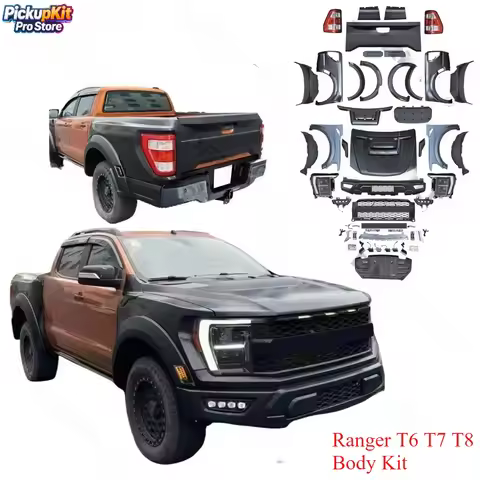 Ranger T6 T7 T8 Body Kit F150 Raptor Style Black Steel Bumper Wide Fender Flares