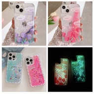 For OPPO Reno 5 6 7 8 9 Lite SE Z Pro 5G Casing Cute Bear Floral Luminous Neon Sand Glow In The Dark Case Quicksand Flowing Water Liquid Soft TPU Cover