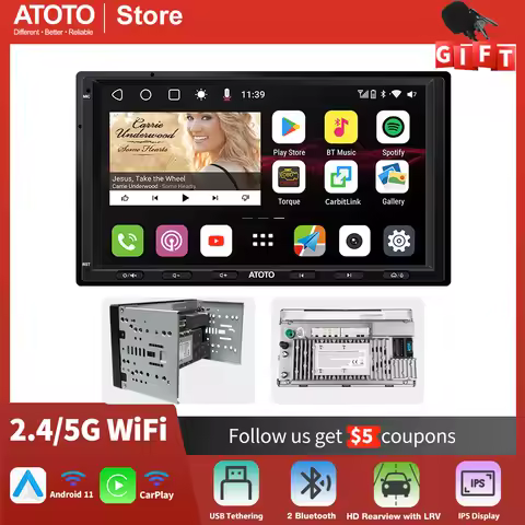 ATOTO S8 MS Android 2 Din Car Radio 7 Inch QLED Display Car Stereo Wireless Android Auto CarPlay GPS