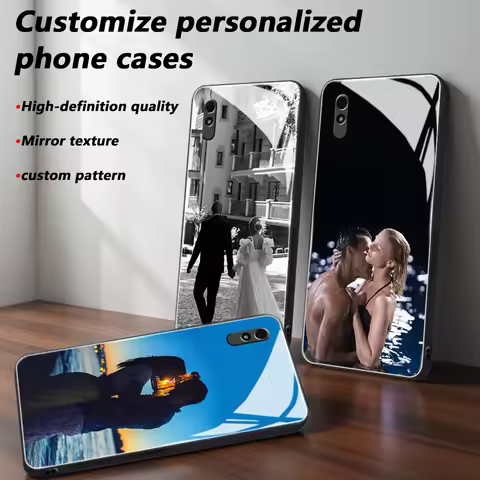Custom Photo Mirror Glass Phone Case for Xiaomi Redmi 9/9A/9T/9C/9i/9 Power