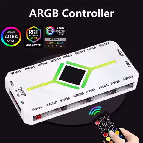 3 in 1 5V 3 Pin ARGB Controller Cooling Fan Hub 4 Pin PWM Magnetic Suction Hub PWM Fan Hub 1To9 Port