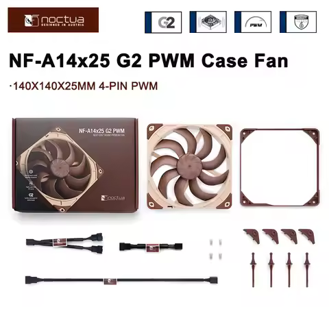 Noctua NF-A14X25 G2 PWM Case Fan 140mm Heat Sink SSO2 Bearing Quiet CPU Cooling Fan 1250-1500RPM Sma