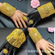 Dubai Jewelry Wide Bracelet Ring Jewelry Set Indian Bridal Jewelry Wedding Banquet Gift OKDK