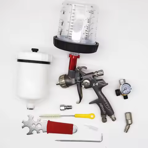 1.3mm Paint Spray Gun With Adapter And Paint Mixing Cup Type H/O Quick Cup And 360 Swivel Air Hose C