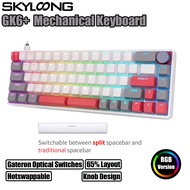 Cswmjb cool Skyloong GK6+ Mechanical Keyboard 65% Customized RGB Gateron Optical Yellow Switches Hotswap PBT OEM Keycaps Knob Programmable