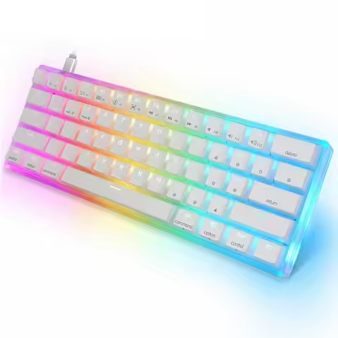New Mini Portable 60% Gamer Mechanical Keyboard Hot Swap RGB Backlit Gateron Yellow 3Pin Switch GK61