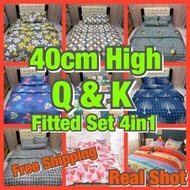 40cm Height Cadar &Selimut Cotton Fitted Comforter Set 5in1 / Cadar Set 5in1 / 床单套装 5in1 Bedsheet Se