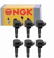 6 pc NGK Ignition Coils compatible with Acura TL 3.2L 3.5L V6 1999-2008 Spark Plug Wire Boot