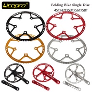 New！！ Litepro Bicycle Crankset Integrated Single Chainring Crankset Crank 45T 47T 53T 56T 58T BCD 130mm For Folding Bike Parts