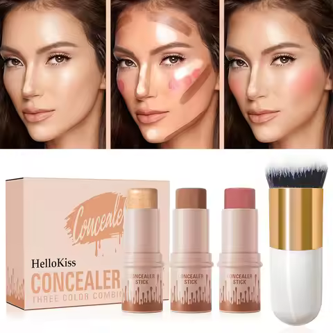 4pcs set of contour stick, highlight stick, blush stick, contour brush, shapes the face contour, non