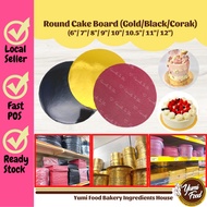 [READY STOCK] (Min 5pcs) Papan BULAT Kek Gold 10/10.5/11/12 inches/Black/Red Corak | Round Cake Boar
