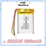 582535 3.7V 600mAh Lithium Polymer Battery Rechargeable Battery for Headset Speaker Smart Bracelet D