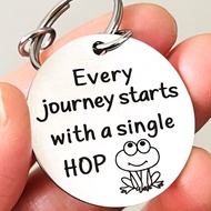 Funny Frog Keychain Every Journey Starts with A Single Hop Travel Quote Inspirational Gifts for Boys