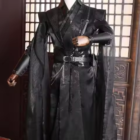 He Xuan Male Carnival Cosplay Costume Adult Chinese Traditional Vintage Hanfu Black Sets Tian Guan C