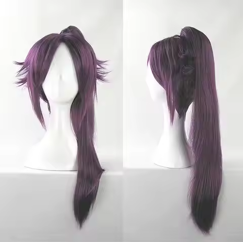 Shihouin Yoruichi Cosplay Wigs Long Purple Ponytails Heat Resistant Synthetic Hair Halloween Wigs Lo