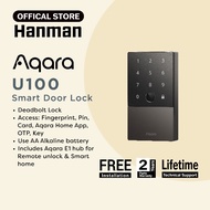 AQARA SMART LOCK U100. FINGERPRINT/CARD/PIN/KEY+MOBILE APP+OTP+REMOTE UNLOCK (FREE INSTALLATION