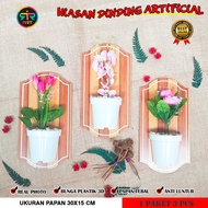 Hiasan Dinding Tanaman Artificial Rak Pot 3d Vertical Garden Unik Gantung Tempel bingkai kayu dekor