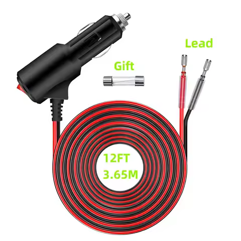 2FT/6FT/12FT 12V Car Cigar Lighter Socket Plug Connector Extension Cord Power Adapter On Off Switch 