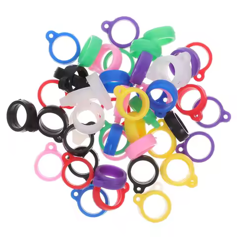 50Pcs Silicone Anti- Adjustable Necklace Lanyard Keychain Pen Holder Security Kit Ring Tightener Mak