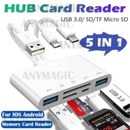 5 In 1 USB Type C Card Reader Hub Docking Station For IOS Phone 15 14 13 12 Pro Max For Pad OTG Flas