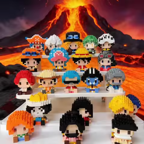ONE PIECE Sun God Nika Luffy Micro Building Block Chopper Ace Buggy 3D Anime Model Assembly Mini Bri