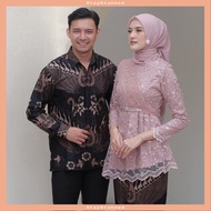 KEMEJA Current VIRAL Wou Batik - Batik Couple Kebaya Modern Dahlia Kebaya Brocade Tulle Modern Tille Mix Sequin Modern Shirt Men Long Sleeve Size M,L,XL
