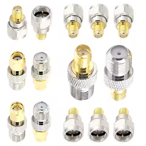 5/20Pcs Gold Plated Brass Pin RP SMA to F Male F Female Quick Plug Audio Coax Connector with Screw T