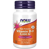 [SALE] NOW Foods Vitamin D3 5000IU High Potency Strong bones &amp; immune system 120 / 240 Softgels Vit D Now D-3 5000 iu