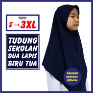 TUDUNG SEKOLAH DUA LAPIS BIRU TUA PLUS SIZE KOSHIBO LICIN TUDUNG SEKOLAH PENGAWAS AGAMA BERWARNA