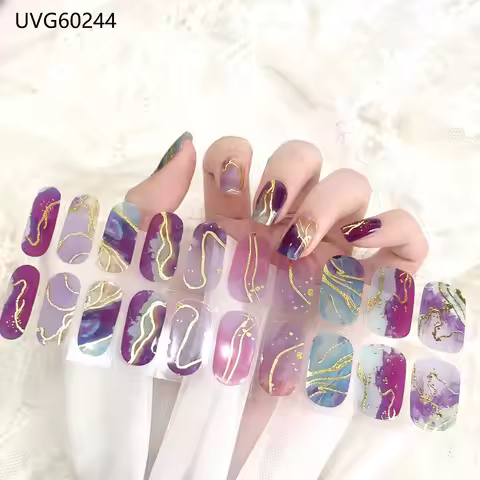 Semi Cured Gel Flower Ombre Aurora Nail Decoration Nail Polish Glitter Nail Sticker UV Lamp Nail Dec