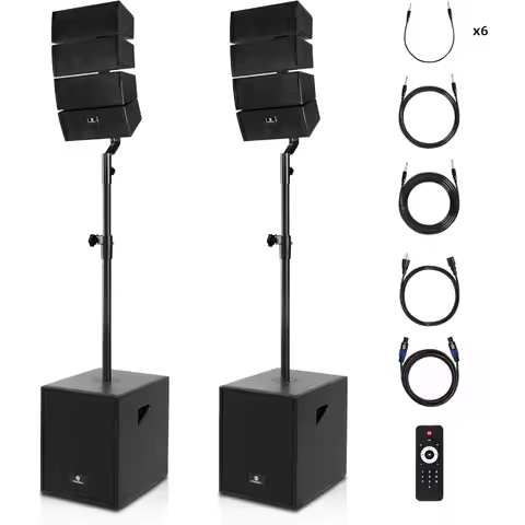 12 Inch 4000W DJ Powered PA Speaker System Combo with Bluetooth USB SD Card Reader Remote 2 Subwoofe