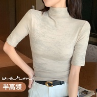 H530 Camouflage Half Turtleneck Top Slim-fit t-Shirt Knitted Short-Sleeved Bottoming Shirt Half-Slee