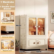 SASIT L65cm Wardrobe Foldable Large Capacity Storage Box Stackable Dustproof Clothes Storage Cabinet