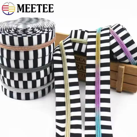 1-4M Meetee 5# Nylon Zipper Coil Garment Backpack Pocket Closure Zippers By Meter Clothes Zips Repai