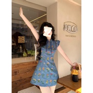 New Floral Cheongsam Dress for Women - Sleeveless with Bow Detai s5xA58Fi9b1218