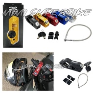 GARRIS SECURITY ANTI THEFT HANDLE BAR HELMET LOCK BRAKE LEVER WITH CABLE CNC STAINLESS STEEL MOTORCY