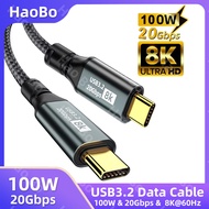 PD100W USB 3.2 20Gbps ThunderBolt 3 Type C to Type C Cable 8K 60Hz USB-C Data Cord For iPhone 15 Pro
