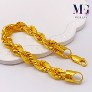 Merlin Goldsmith 22K 916 Gold (9mm) Diamond Cut Hollow Rope Bracelet