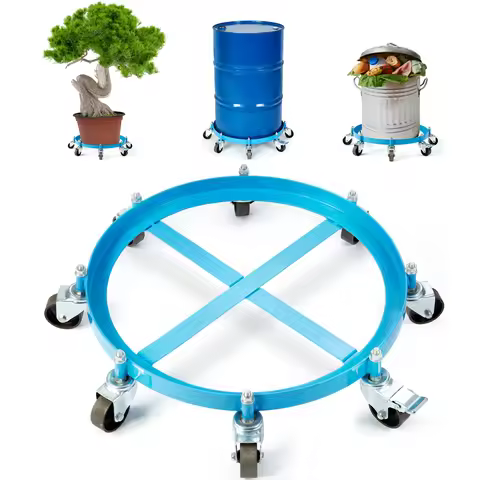 SucceBuy 55 Gal Swivel Drum Dolly Heavy Duty Bucket Cart with 4/5/8 Rotating Casters Wheels Anti-Tip
