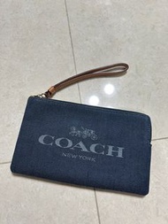 Coach牛仔布手挽長銀包