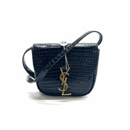 Saint Laurent YSL 黑金 kaia 鱷魚壓紋 馬鞍 肩背包
