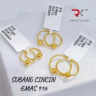 SUBANG LICIN EMAS TULEN 916 SUBANG EMAS 916 SUBANG BULAT EMAS 916 HOOP EARRINGS GOLD 916 SIMPLE DESI