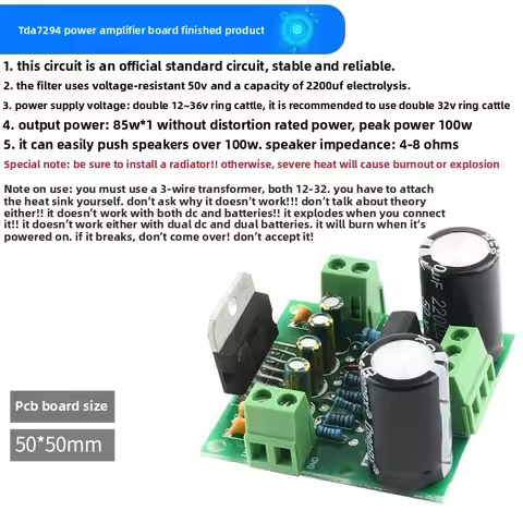 TDA7293 TDA7294 Power Amplifier Board HiFi Audiophile Mono 100W High Power Audio Amplifier Module