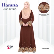 Jubah Abaya Alisha Kuning Lace dengan Batu Terbaru untuk RAYA 2025 Muslimah - Baju, Wanita