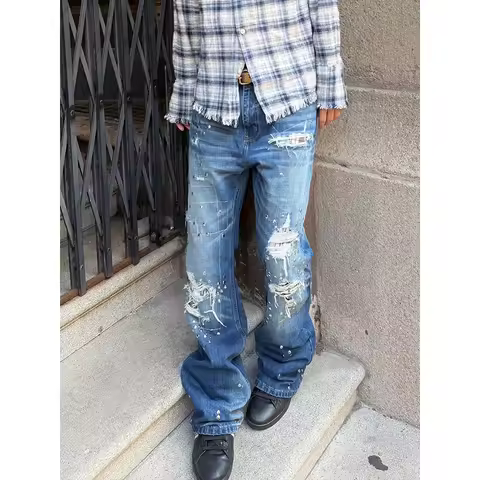 Women's Blue Grunge Y2k Jeans Japandi Style Oversize Jean Pants Vintage Harajuku Baggy Grunge Denim